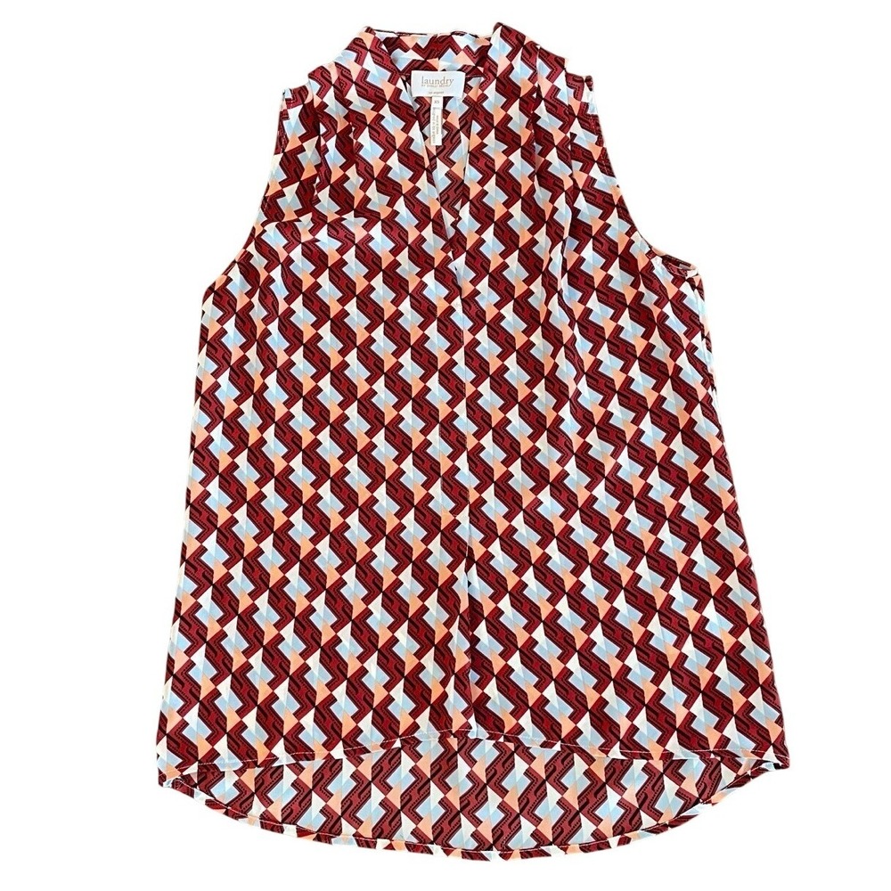 Laundry by Shelli Segal Size XS Sleeveless Tank Blouse Geometric Print Artsy Fun